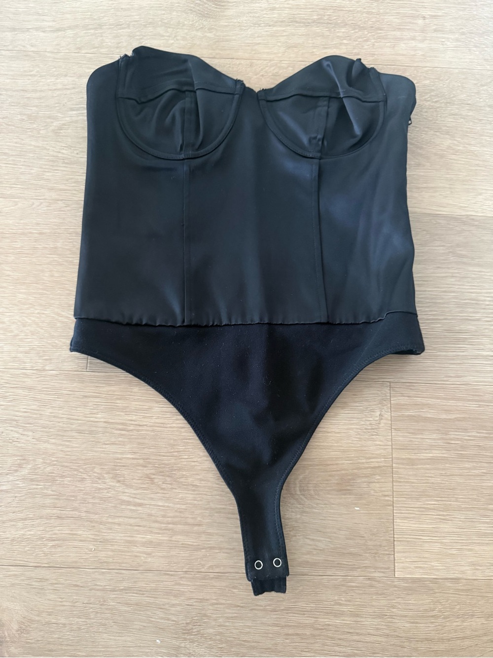 h:ours Black Bustier-Style Bodysuit
